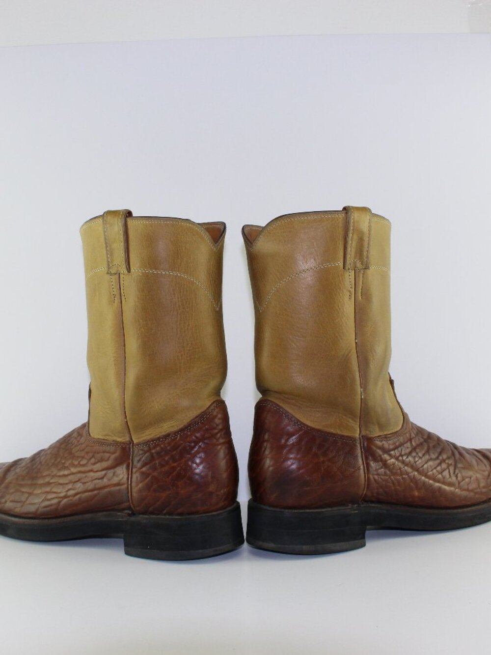 Justin Boots Brown Tan Leather Cowboy Western Boots (Men 13 US) - Picture 3 of 12